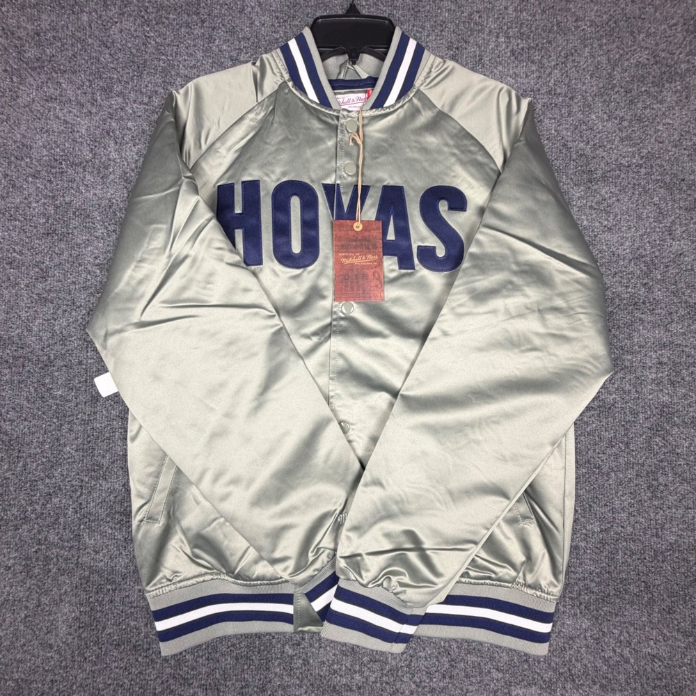 Mitchell & Ness Georgetown Hoyas NCAA Double Clutch Jacket Grey Size Medium - Picture 1 of 8